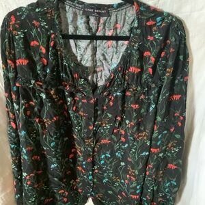 Black Blouse with Colorful Floral Design lane bryant